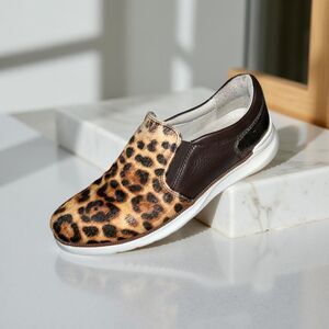 Women’s Johston & Murphy Callie Leather & Leopard Print Slip On Loafers Size 9